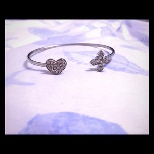 Sparkly heart and cross bangle